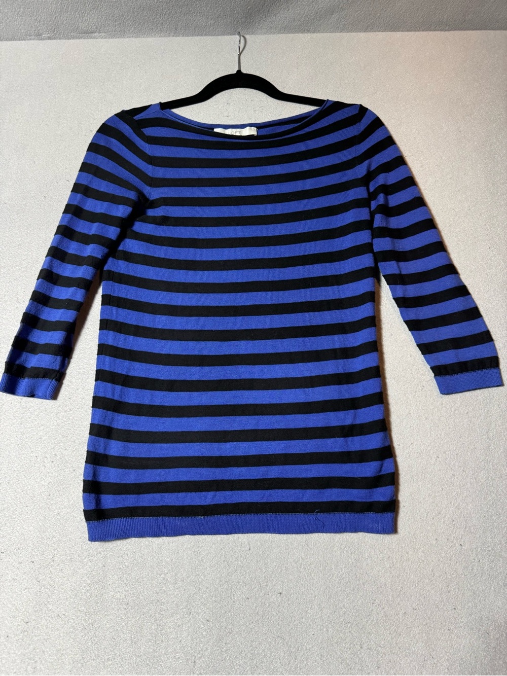 Loft Women’s Blue and Black Striped Boatneck Dress Size XS
